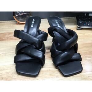 Abound Violeta Puffy Strap Sandals Women's 8 Black Faux Leather Square Toe